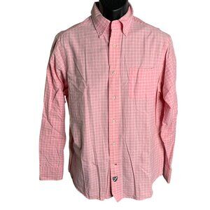 Cremieux Long Sleeve Button Down Shirt M Pink Checkered Chest Pocket Cotton